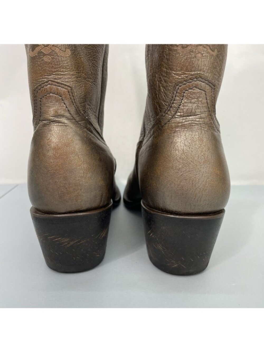 Shyanne Lola Cowgirl Cowboy Boots Western Distressed Bronze Metallic Womens 9.5 - Picture 8 of 15